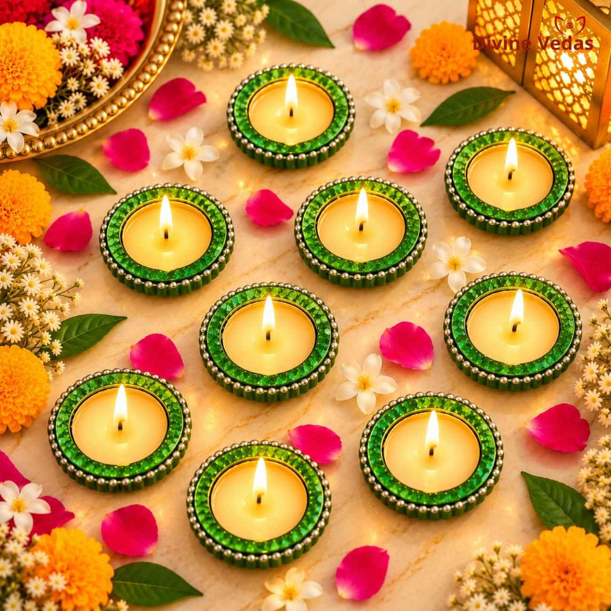 Small Round Jari Wax Diya – Multicolor Decorative Diya for Diwali, Pooja & Rangoli