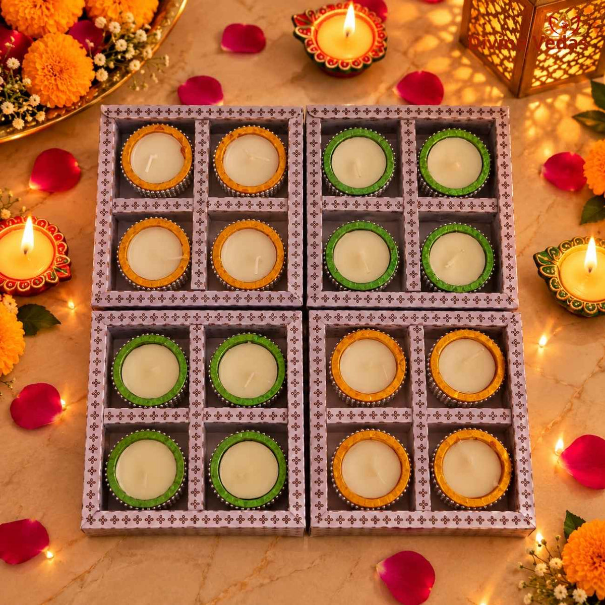 Small Round Jari Wax Diya – Multicolor Decorative Diya for Diwali, Pooja & Rangoli