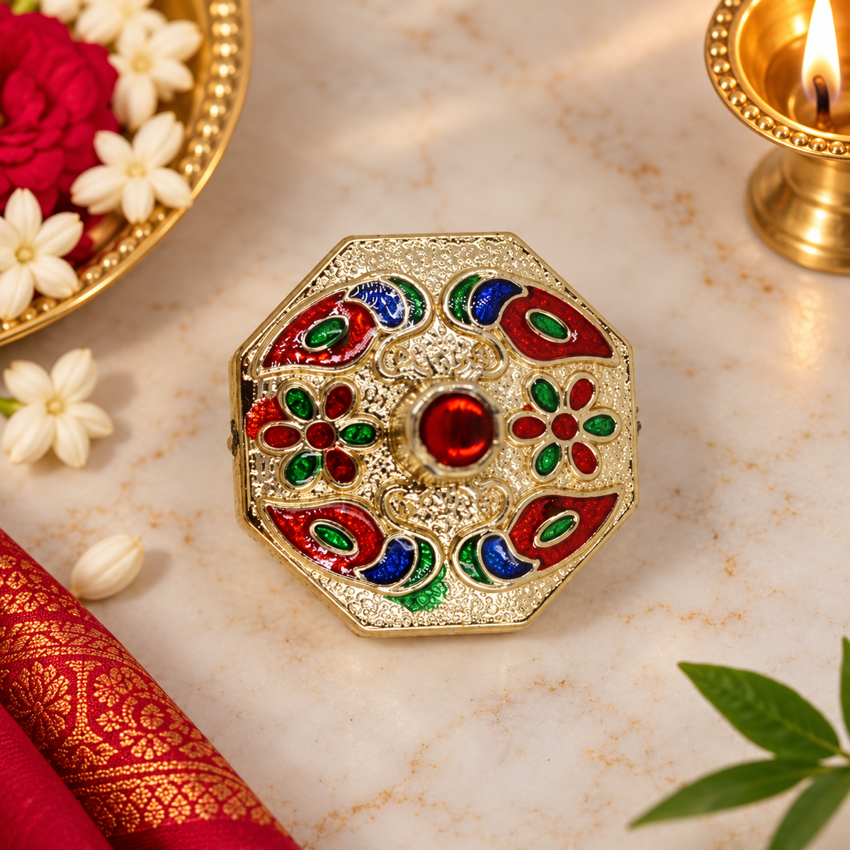 Traditional Puja Kumkum Dabbi for Tilak & Rituals | Divine Vedas