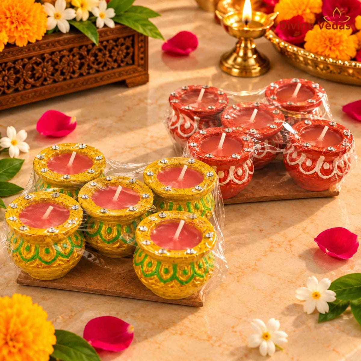 Big Size Hand Painted Handi Wax Diya for Diwali & Pooja – Multicolor Decorative Diya