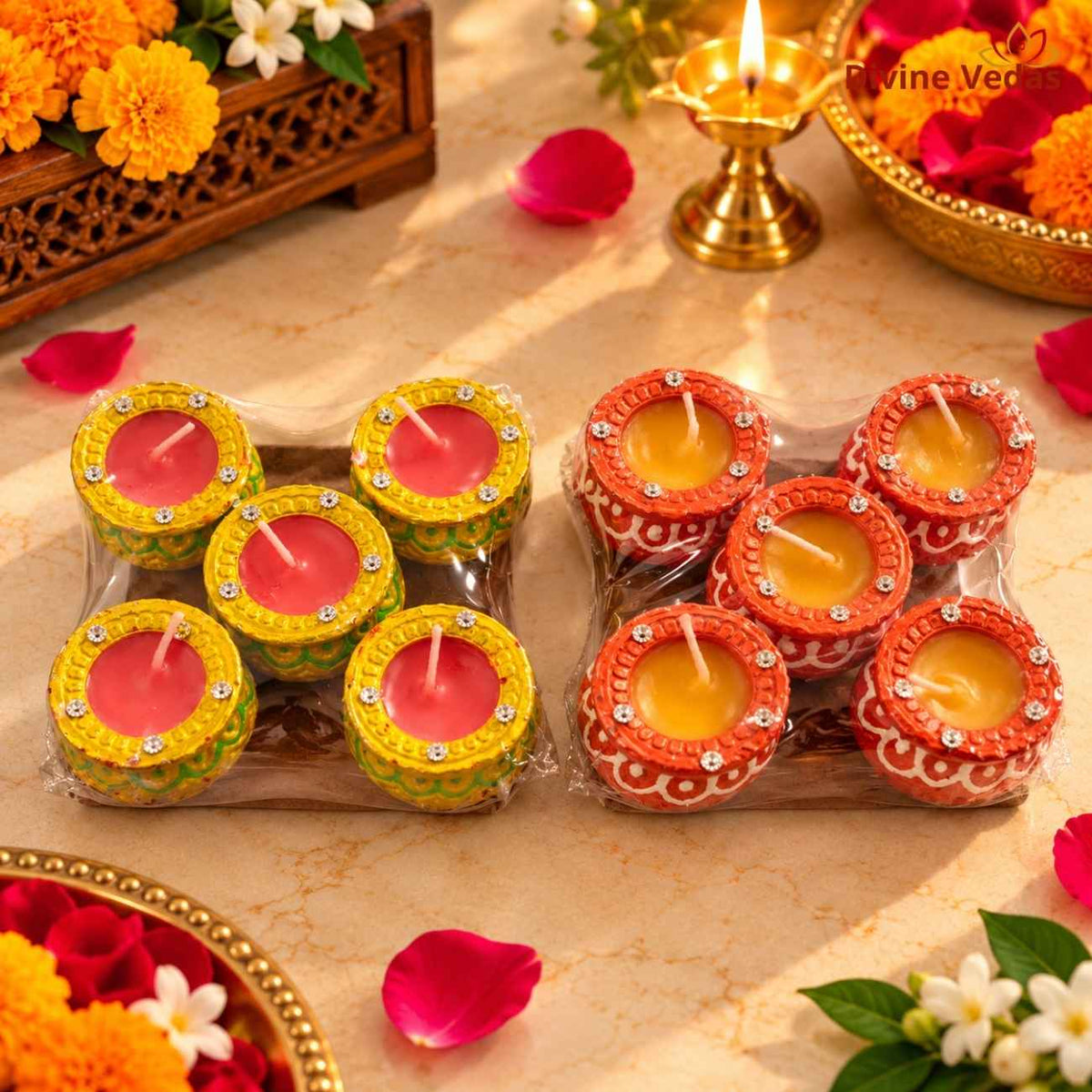 Big Size Hand Painted Handi Wax Diya for Diwali & Pooja – Multicolor Decorative Diya