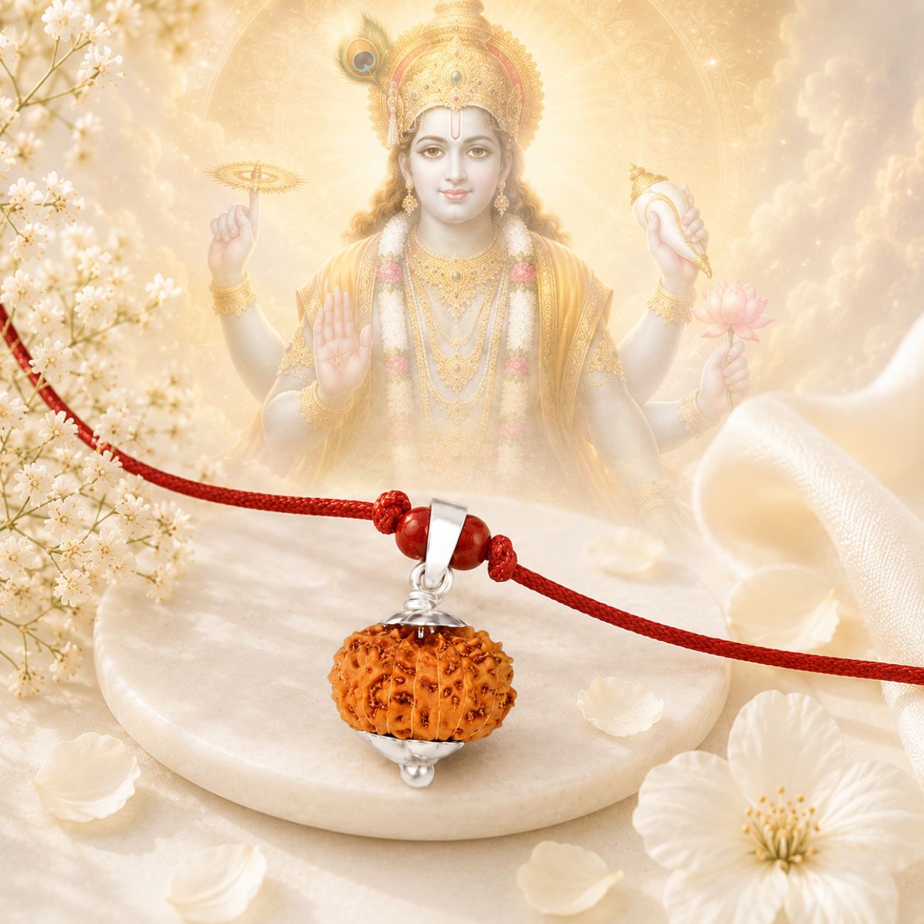 10 Mukhi Rudraksha from Java in Silver Caps | Original Ten Mukhi Rudraksha Pendant