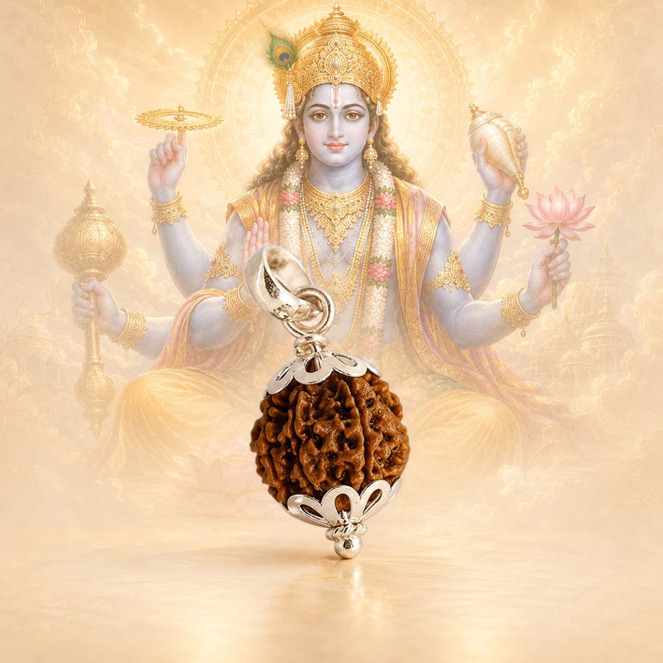 10 Mukhi Rudraksha from Nepal in Silver Caps | Original Ten Mukhi Rudraksha Pendant