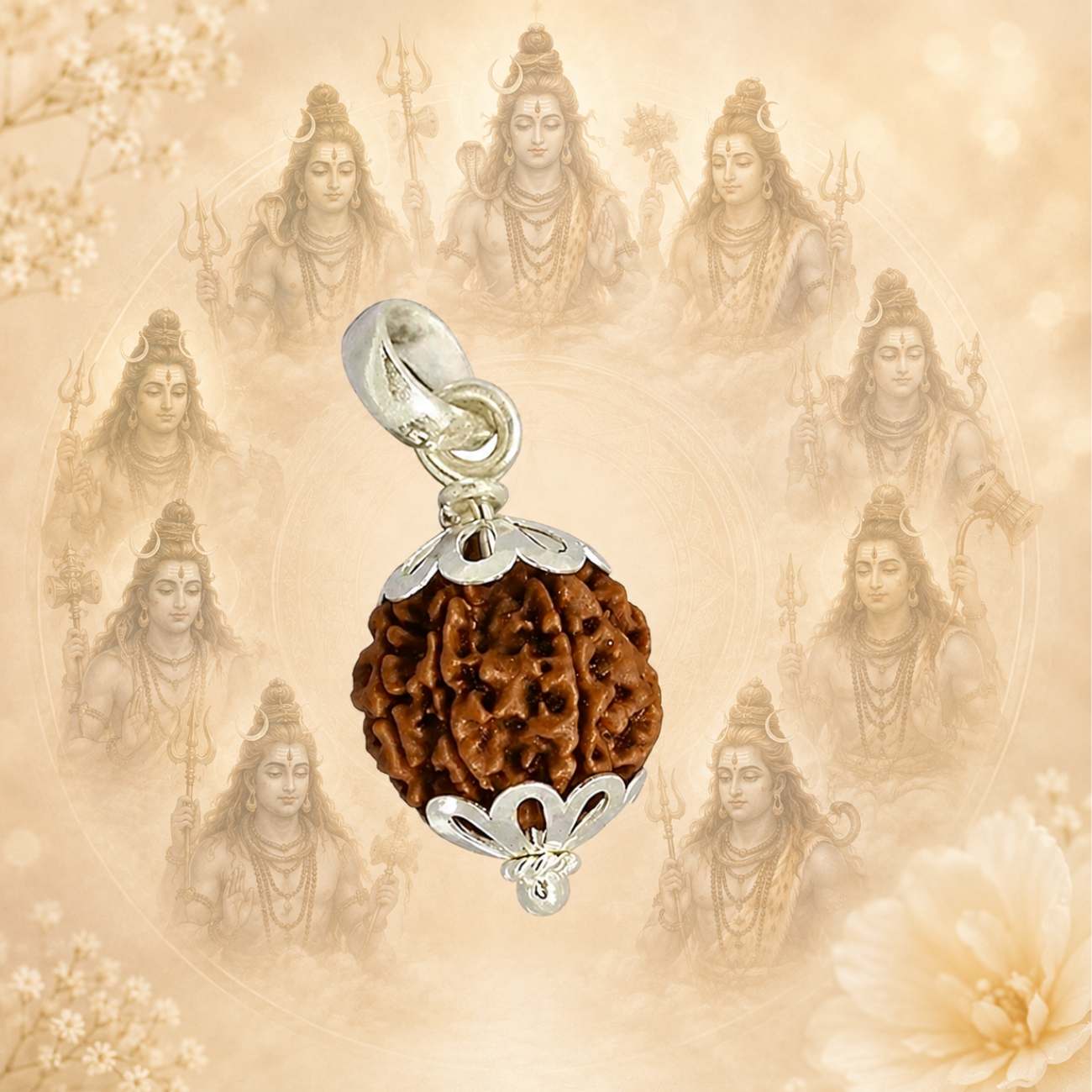 11 Mukhi Rudraksha from Nepal in Silver Caps | Original Eleven Mukhi Rudraksha Pendant