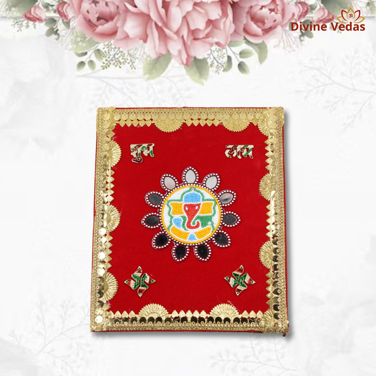 Red Velvet Ganesh Lagan Patrika Box – Premium Gujarati Wedding Invitation Box