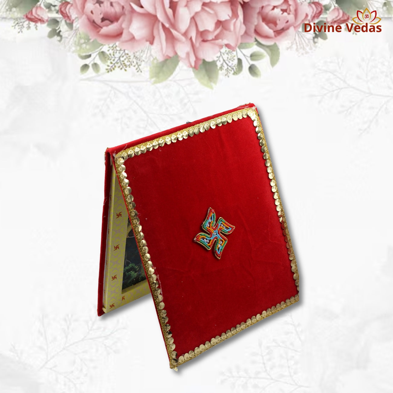 Red Velvet Ganesh Lagan Patrika Box – Premium Gujarati Wedding Invitation Box