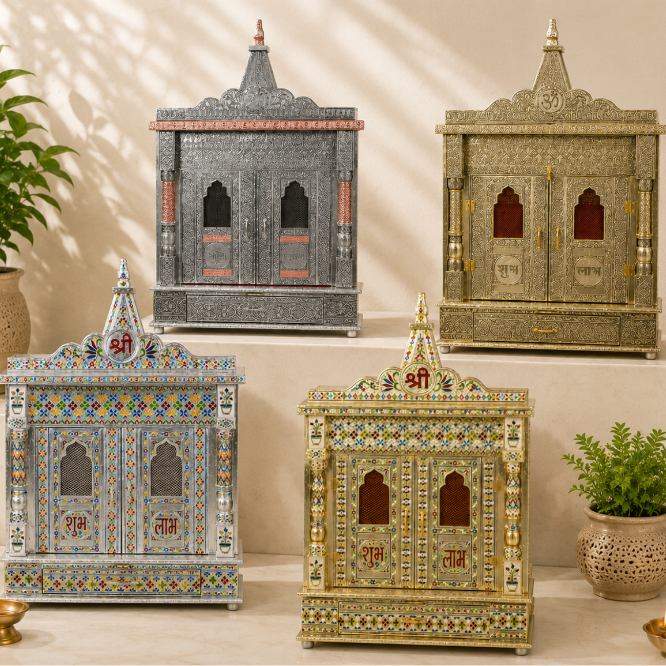 Premium Temple Collection 9 x 21 Inch | Luxury Handcrafted Pooja Mandir for Home