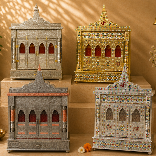 Premium Temple Collection 9 x 24 Inch | Luxury Handcrafted Pooja Mandir