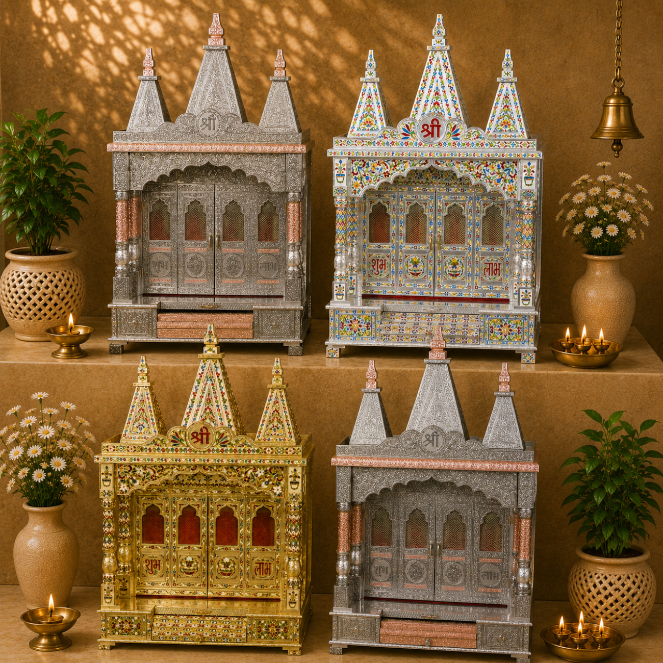 Premium Temple Collection 15 x 24 Inch | Luxury Handcrafted Pooja Mandir for Home