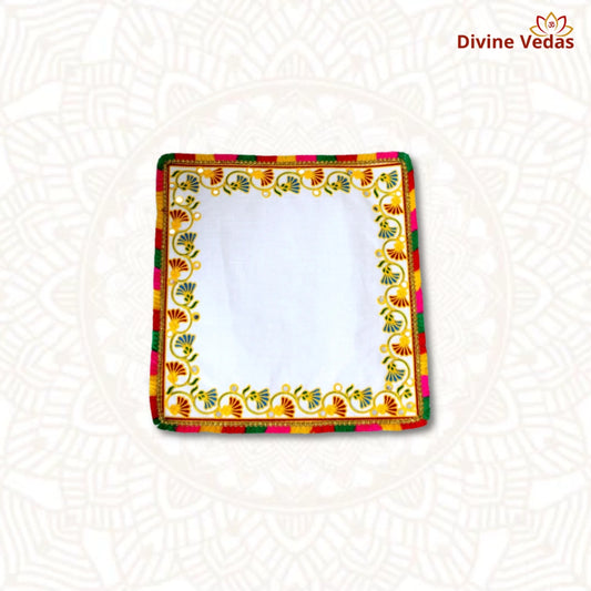 White Kumkum Pagla with Decorative Flower Border