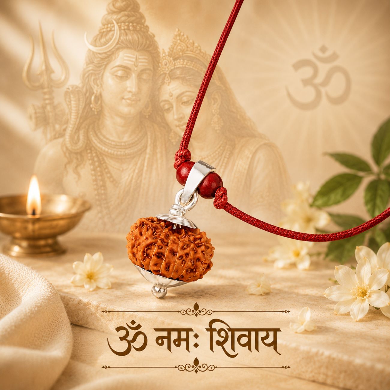 2 Mukhi Rudraksha from Java in Silver Caps | Original Two Mukhi Rudraksha Pendant