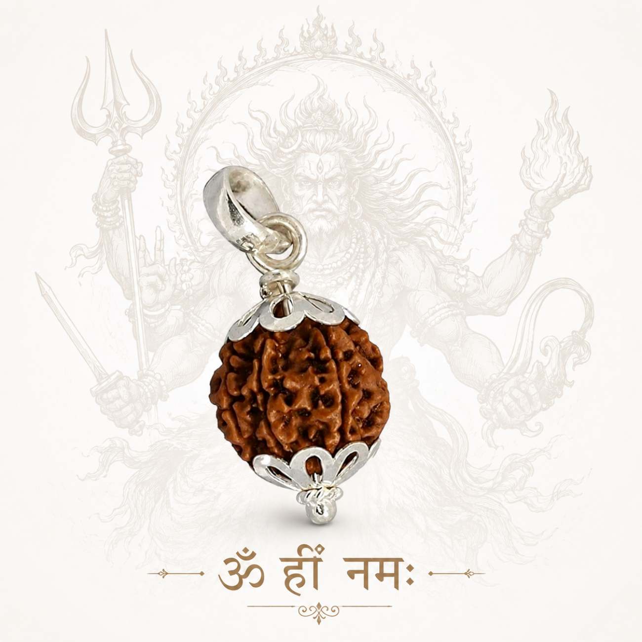 5 (Punchmukhi) Mukhi Rudraksha from Nepal in Silver caps