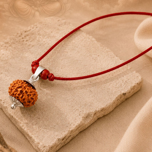 8 Mukhi Rudraksha from Java in Silver Caps | Original Eight Mukhi Rudraksha Pendant