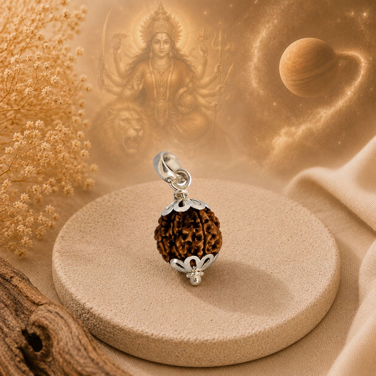 9 Mukhi Rudraksha from Nepal in Silver Caps | Original Nine Mukhi Rudraksha Pendant
