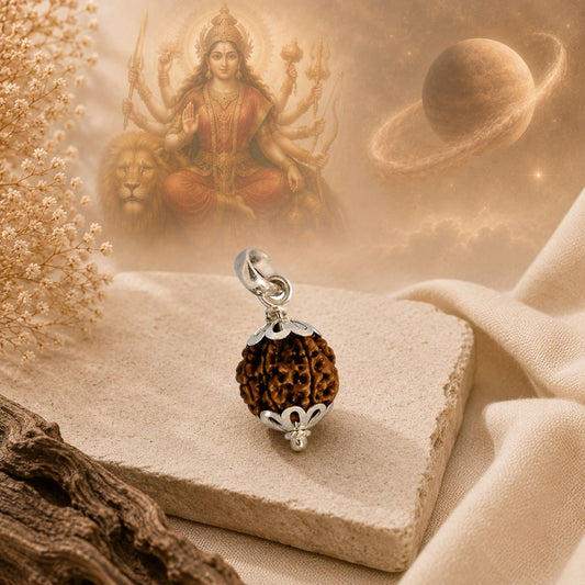 9 Mukhi Rudraksha from Nepal in Silver Caps | Original Nine Mukhi Rudraksha Pendant