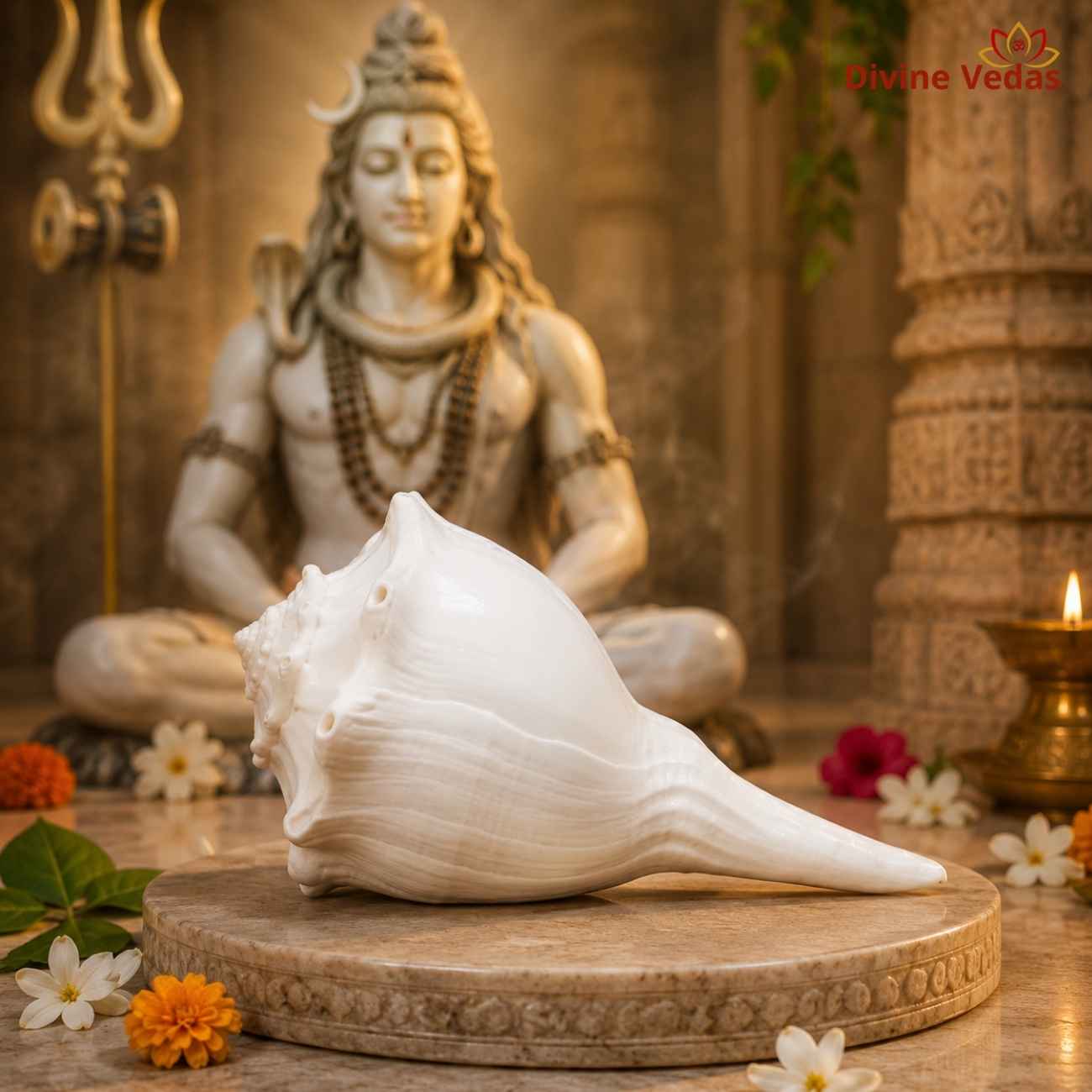 Abhishek Shankh 500g | Sacred Conch for Pooja, Jal Abhishek & Daily Rituals | Divine Vedas