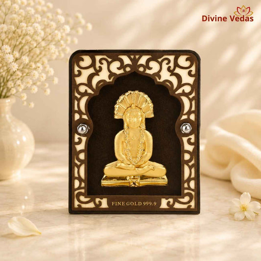 Bhagwan Parshvanatha Desktop Frame | 24K Pure Swiss Gold Touch Jain Frame | Divine Vedas