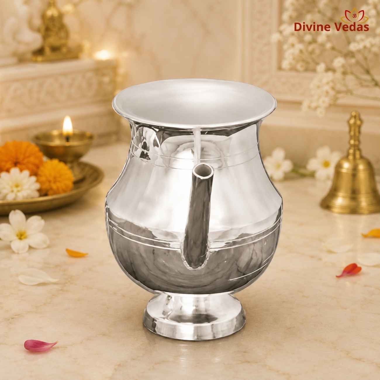 Big Silver Jaldhari 30g | Shivling Jal Abhishek Jaldhari for Shiva Pooja & Rudrabhishek | Divine Vedas