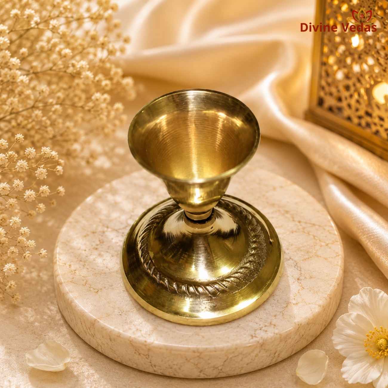 Brass Candle Stand for Festive Décor | Traditional Candle Holder for Diwali & Home | Divine Vedas