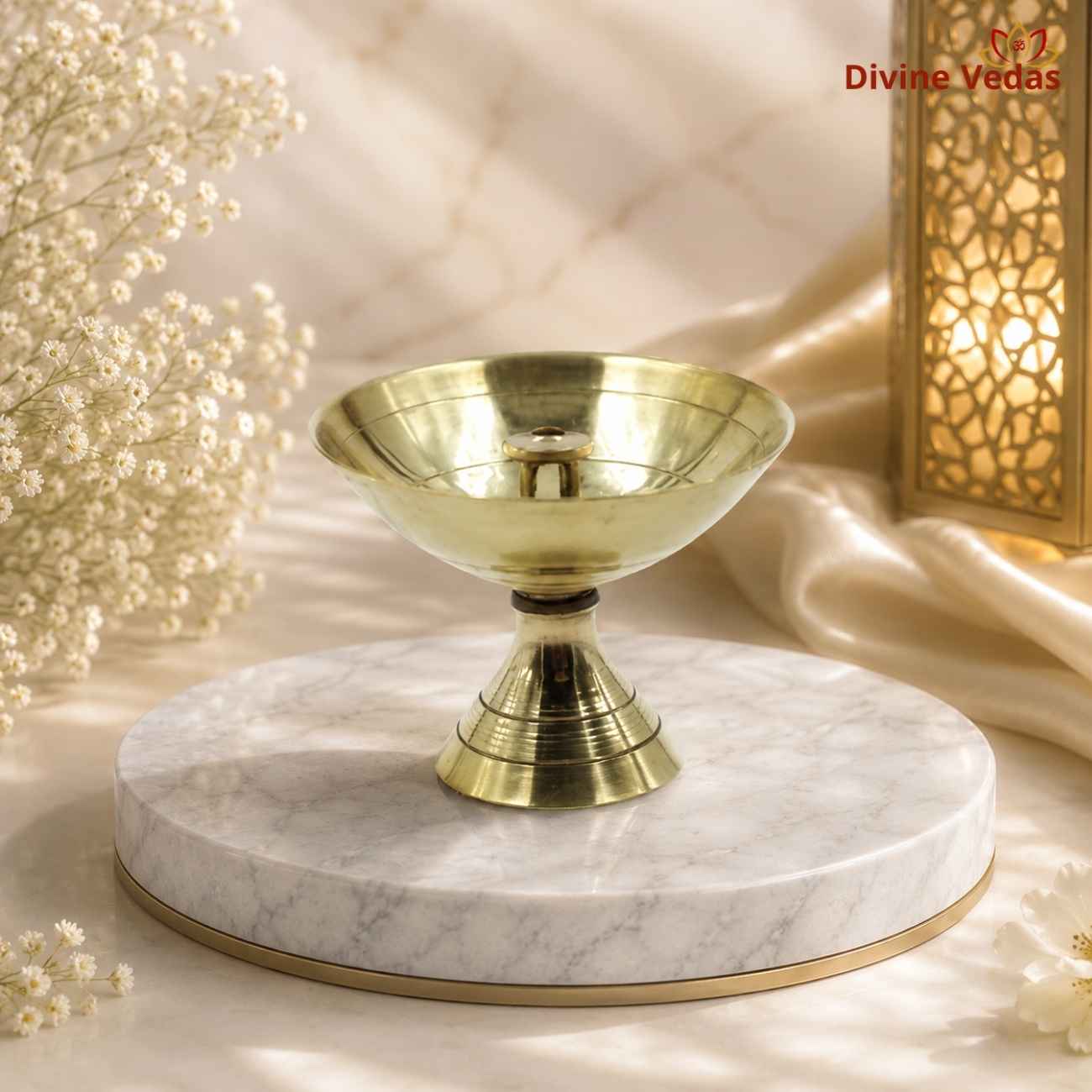 Brass Cup Deepam Oil Lamp Diya for Pooja | Traditional Brass Deepak | Divine Vedas