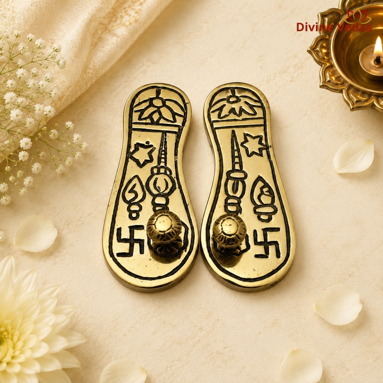 Small Brass Paduka (Khadau) for Temple