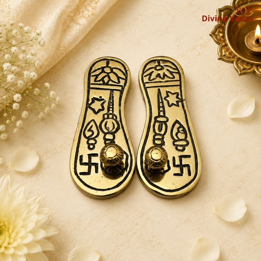 Small Brass Paduka (Khadau) for Temple