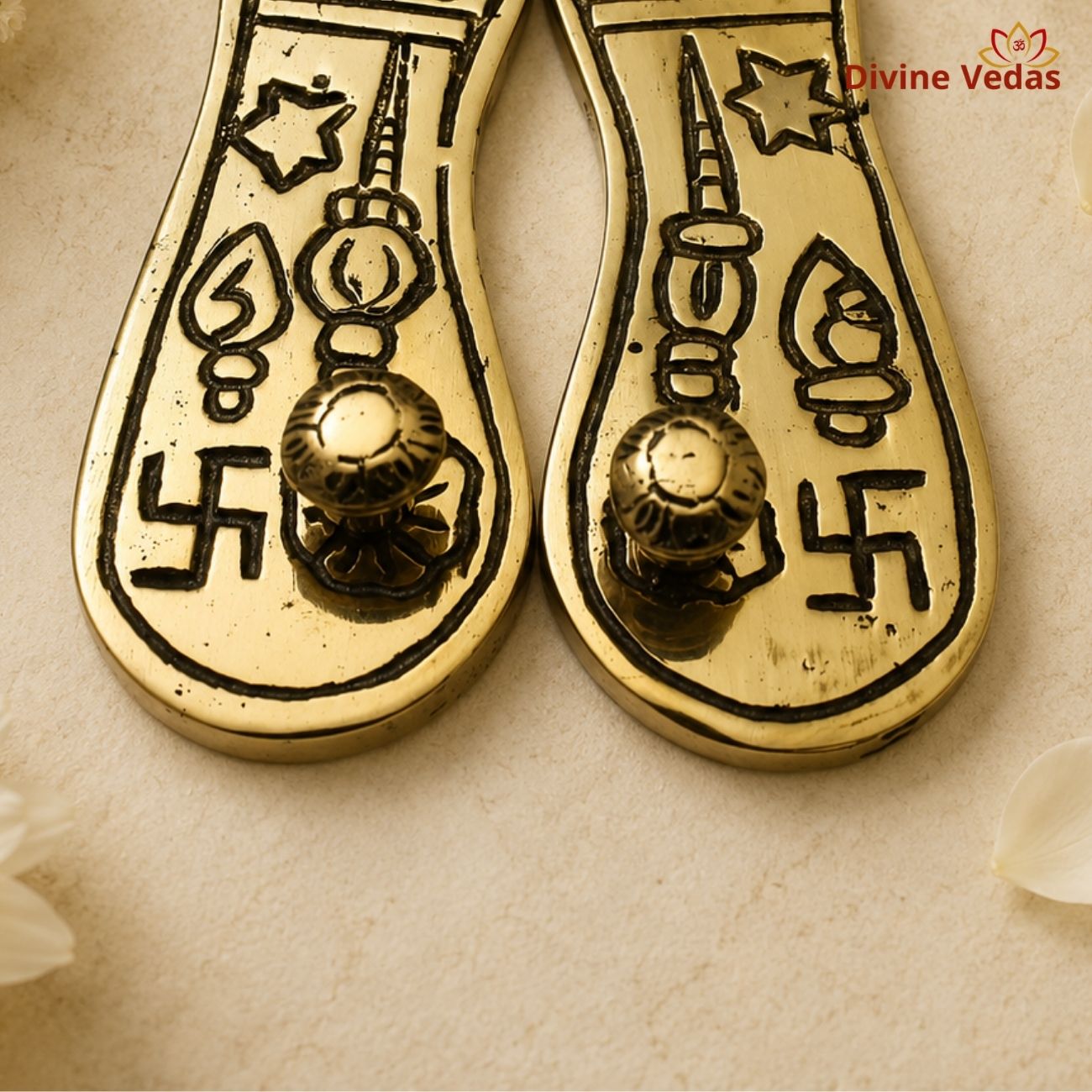 Small Brass Paduka (Khadau) for Temple