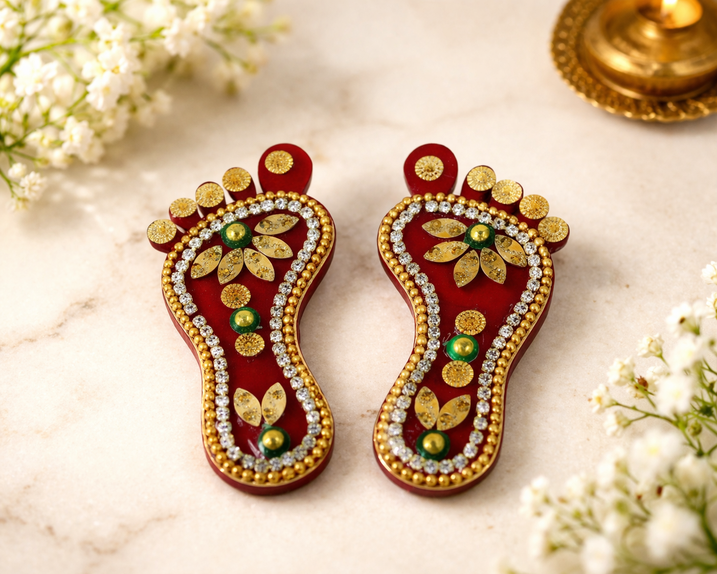 Shubh Charan Paduka for Entrance – Premium Auspicious Lakshmi Footprints Decor