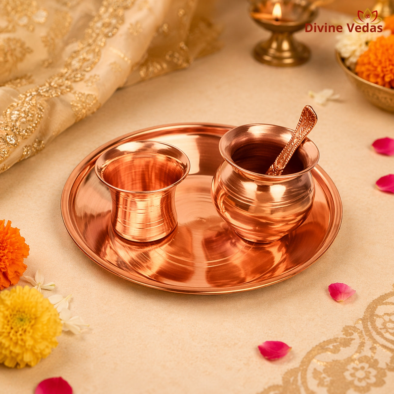 Copper puja set