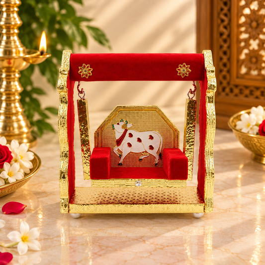 Decorative Krishna Jhula with Cow Design for Laddu Gopal