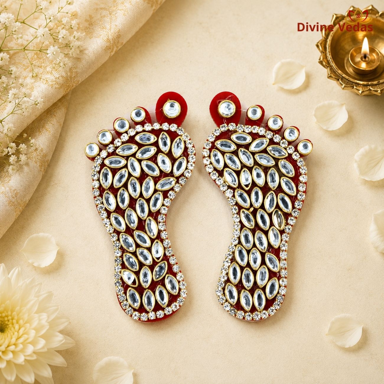 Decorative Laxmi Footprints with Elegant Stone Work