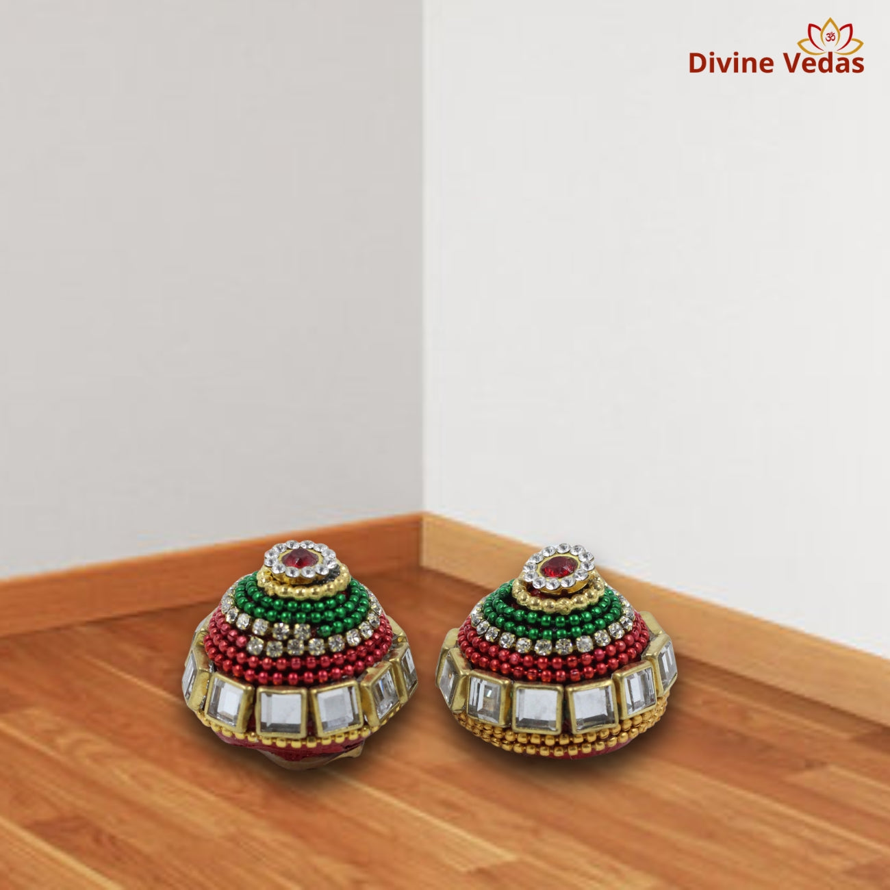 Designer Puja Supari with Crystal and Multicolor Bead Detailing