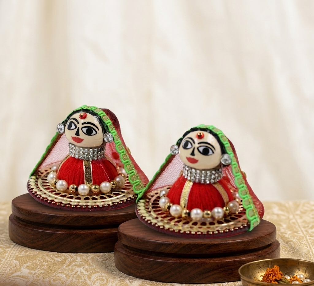 Designer Riddhi Siddhi Idol Pair with Pearl Detailing – Premium Ganesh Decor Set