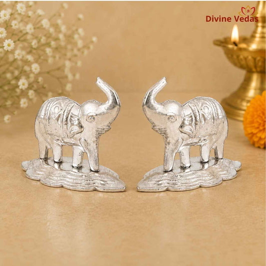 Silver Elephant Idol 22g | Chandi Hathi Statue for Pooja, Home & Gifting | Divine Vedas