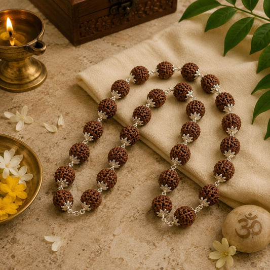Four Mukhi Rudraksha Mala (27+1 Beads) | Original 4 Mukhi Rudraksha Mala