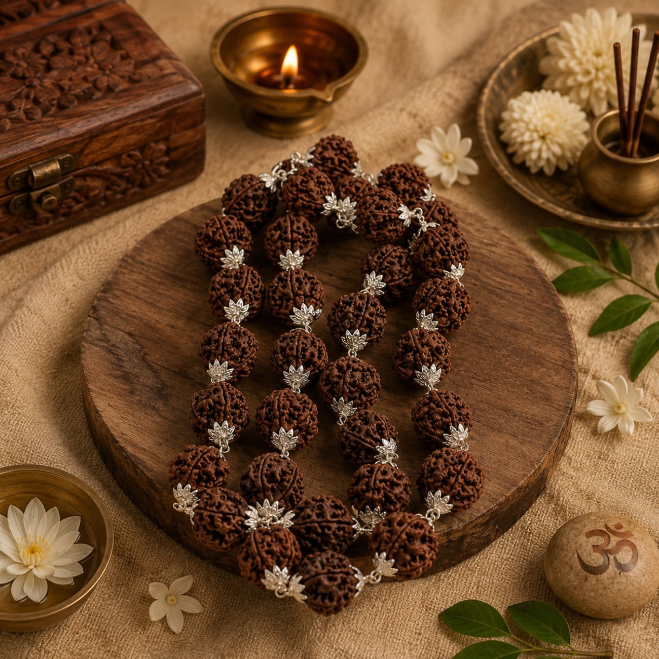 Four Mukhi Rudraksha Mala (27+1 Beads) | Original 4 Mukhi Rudraksha Mala