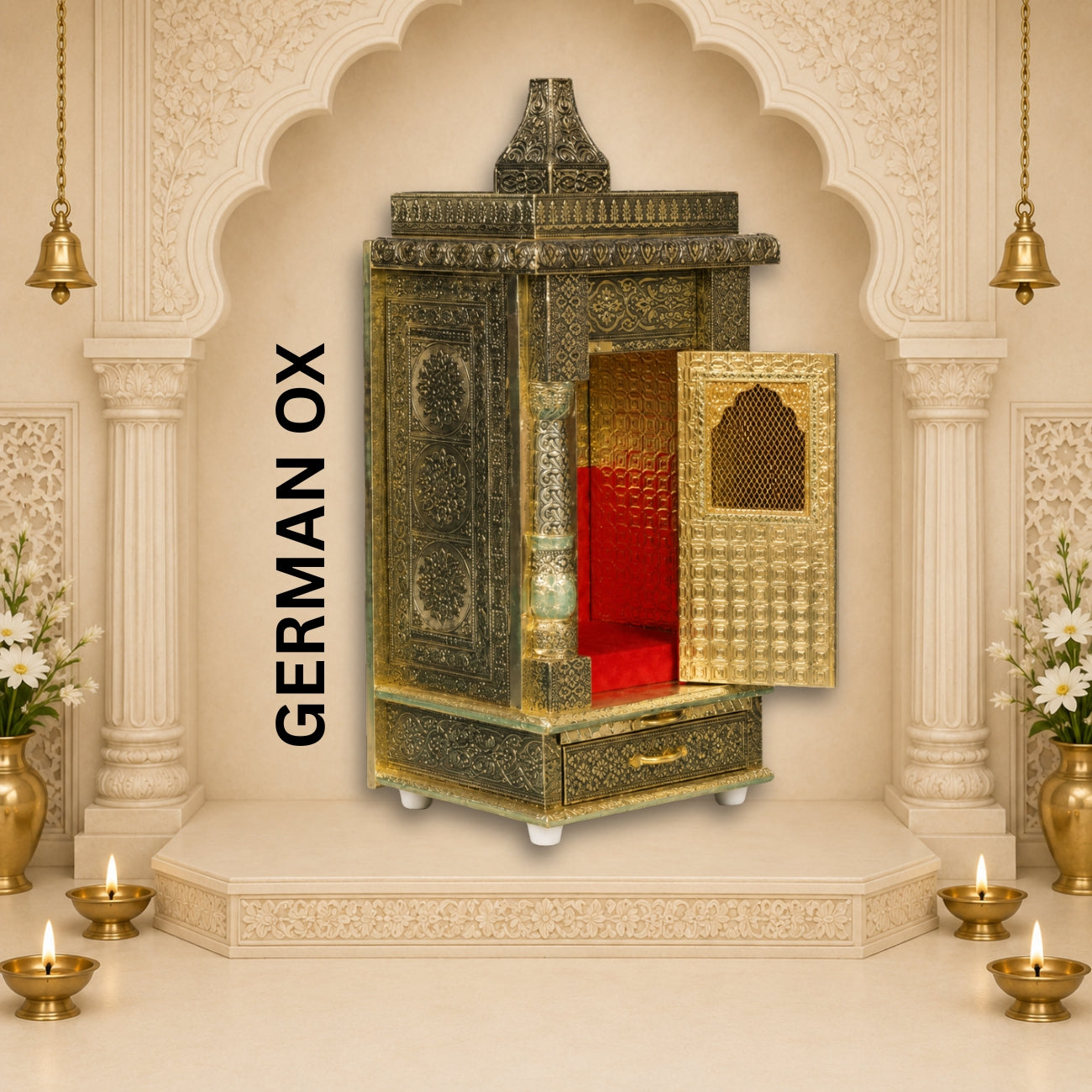 Premium Temple Collection 7 x 10 Inch | Handcrafted Pooja Mandir for Home