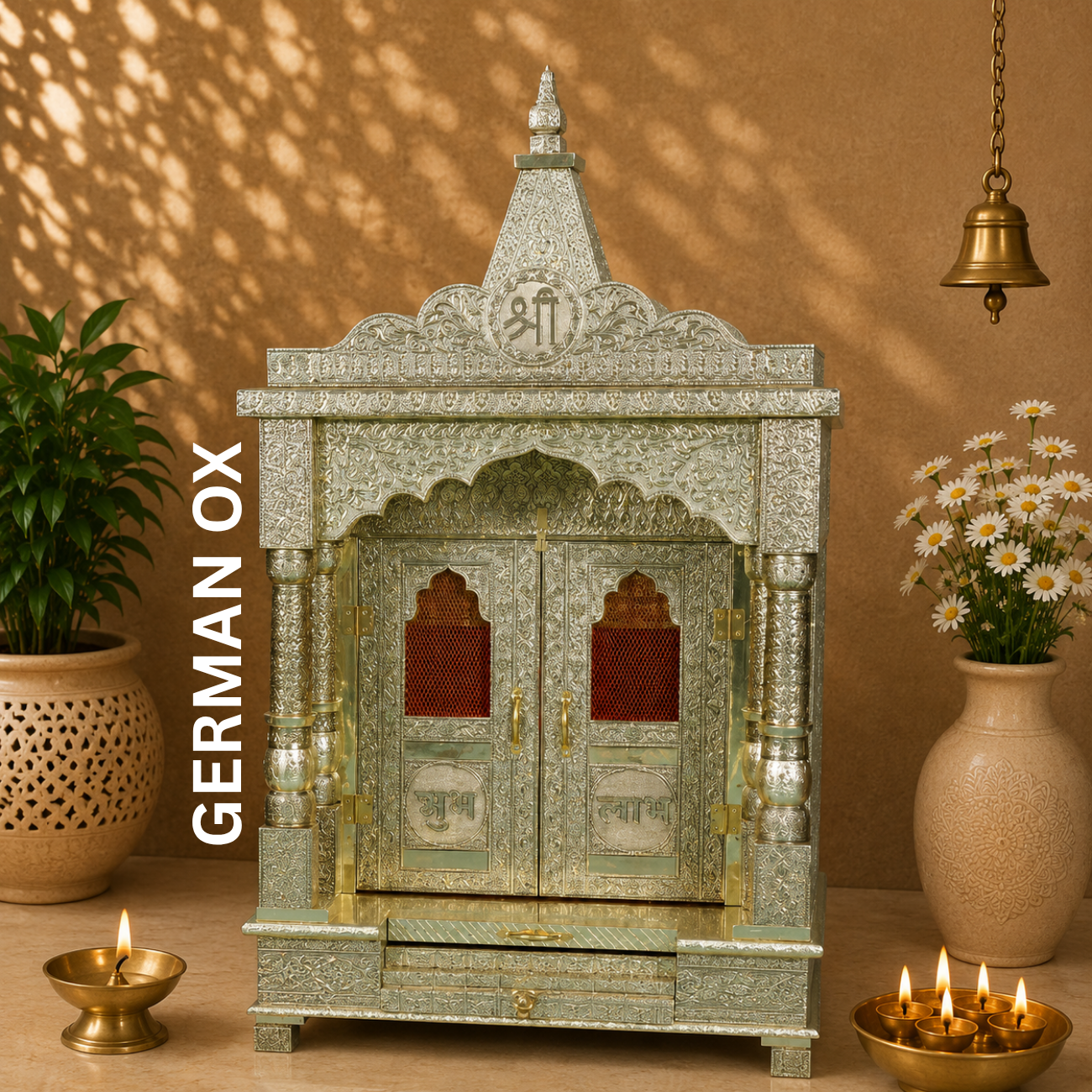 Premium Temple Collection 12 x 18 Inch | Luxury Handcrafted Pooja Mandir for Home