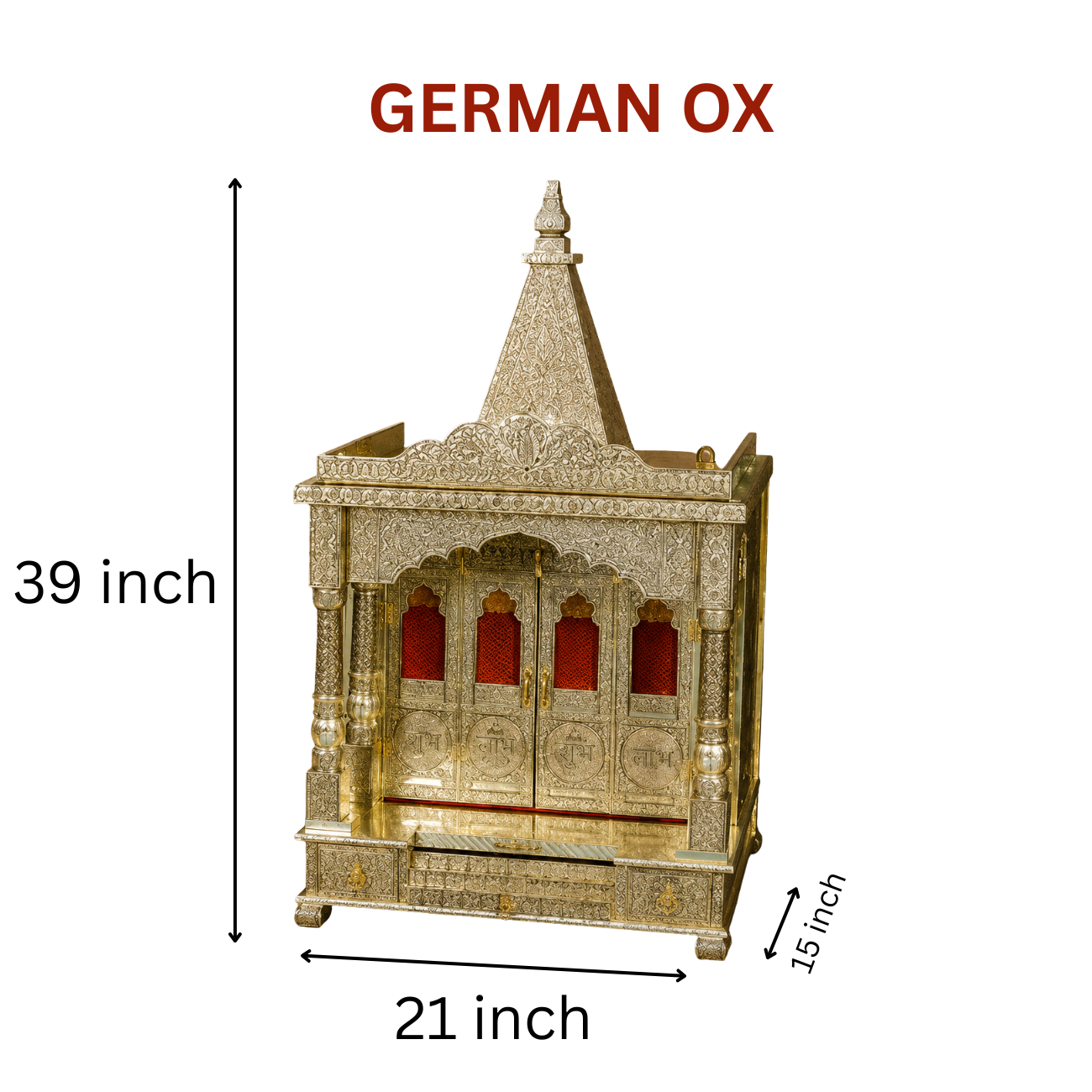Premium Temple Collection 15 x 21 Inch | Luxury Handcrafted Pooja Mandir for Home