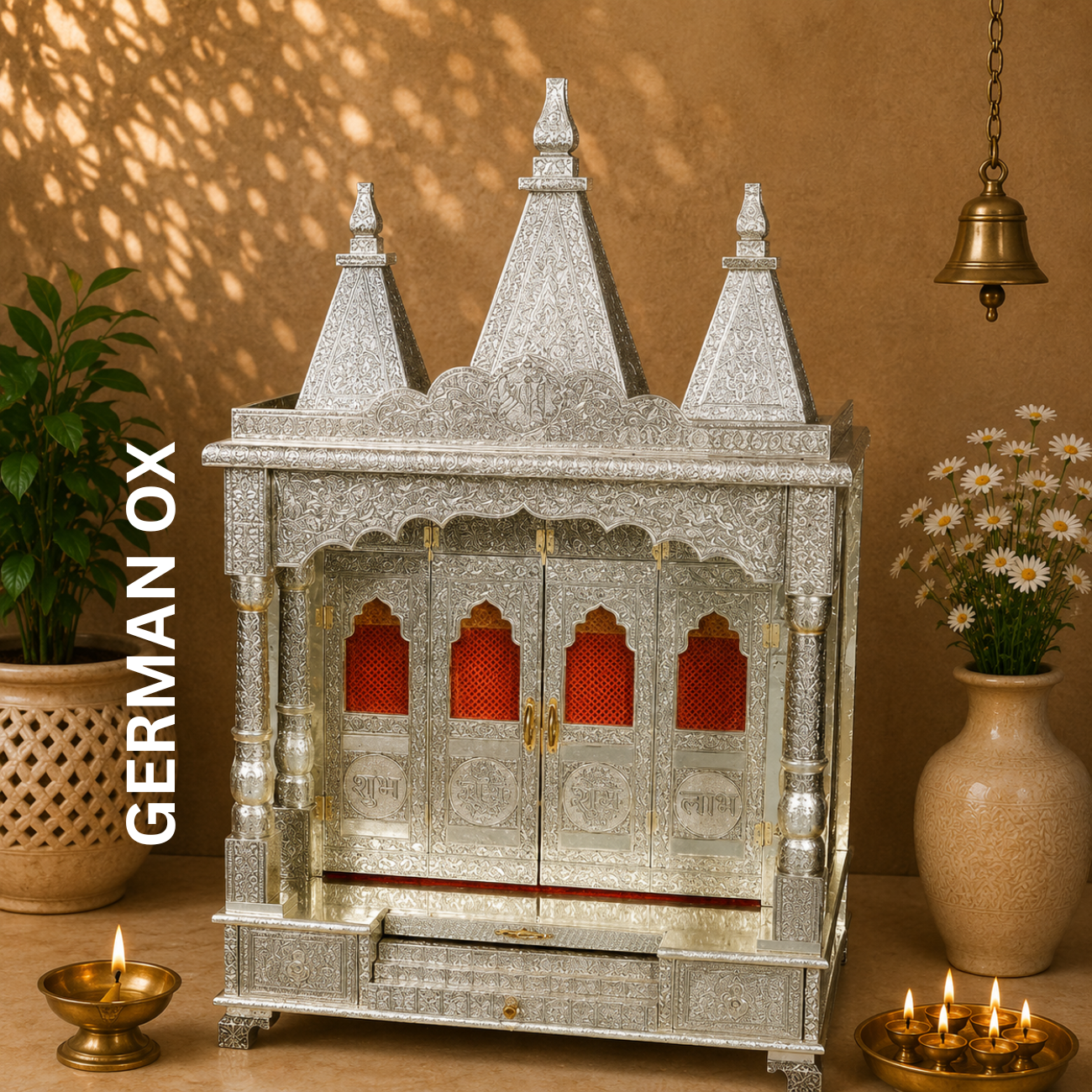 Premium Temple Collection 15 x 24 Inch | Luxury Handcrafted Pooja Mandir for Home