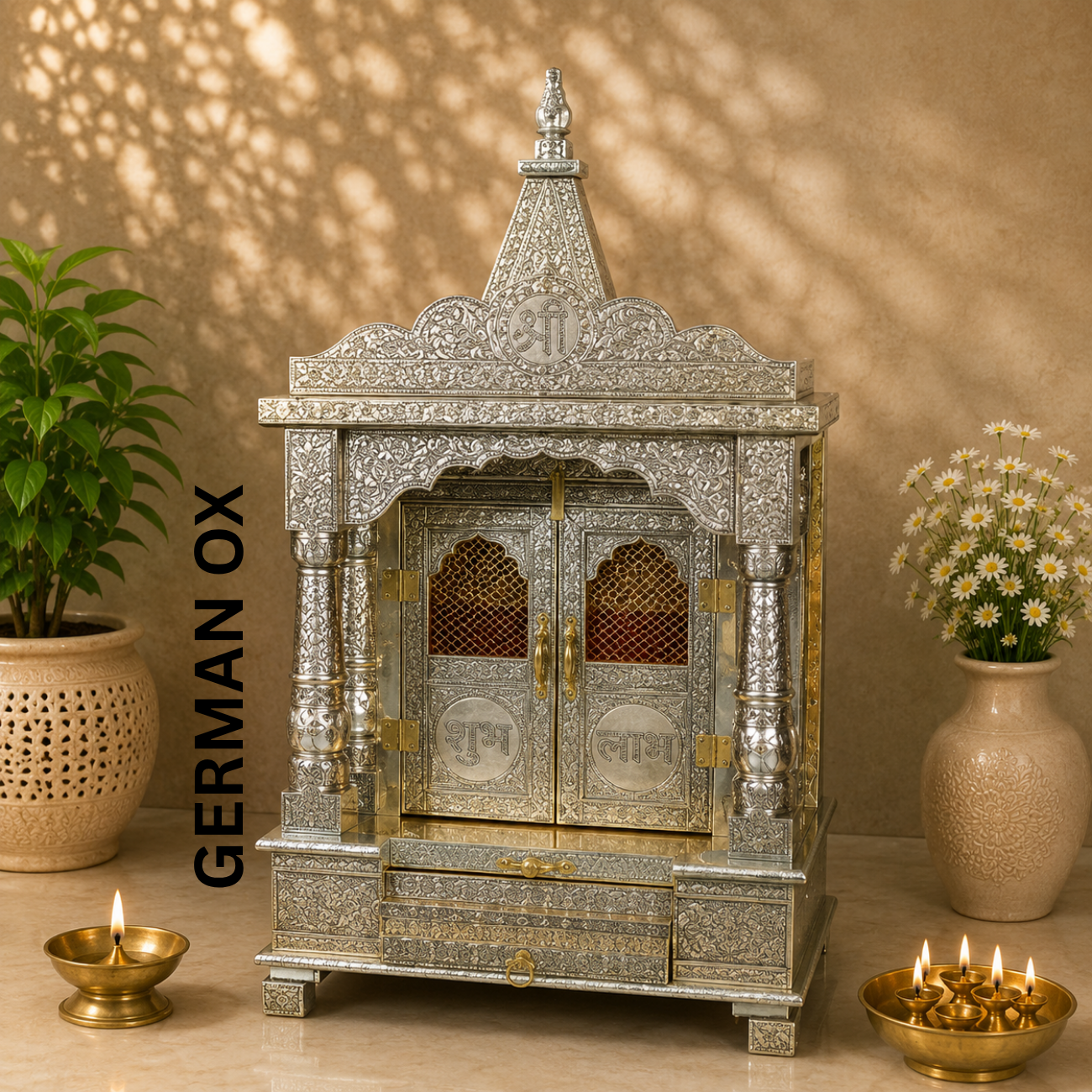 Premium Temple Collection 12 x 15 Inch | Handcrafted Pooja Mandir for Home