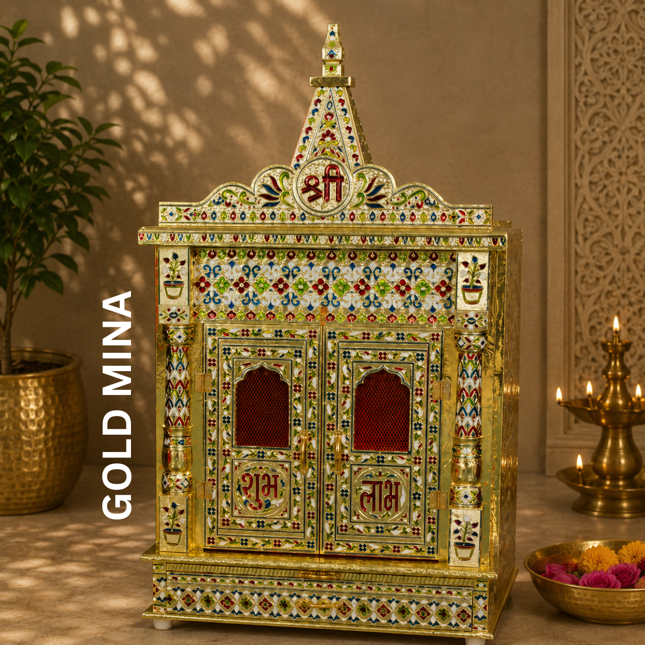 Premium Temple Collection 9 x 18 Inch | Luxury Handcrafted Pooja Mandir