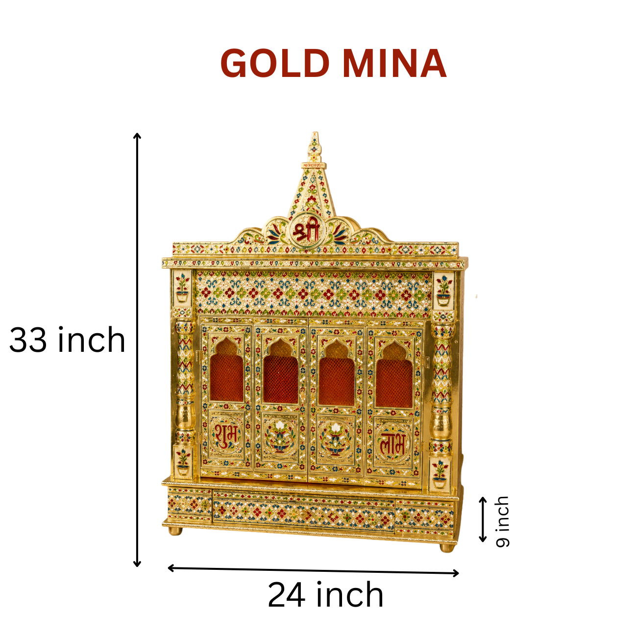 Premium Temple Collection 9 x 24 Inch | Luxury Handcrafted Pooja Mandir