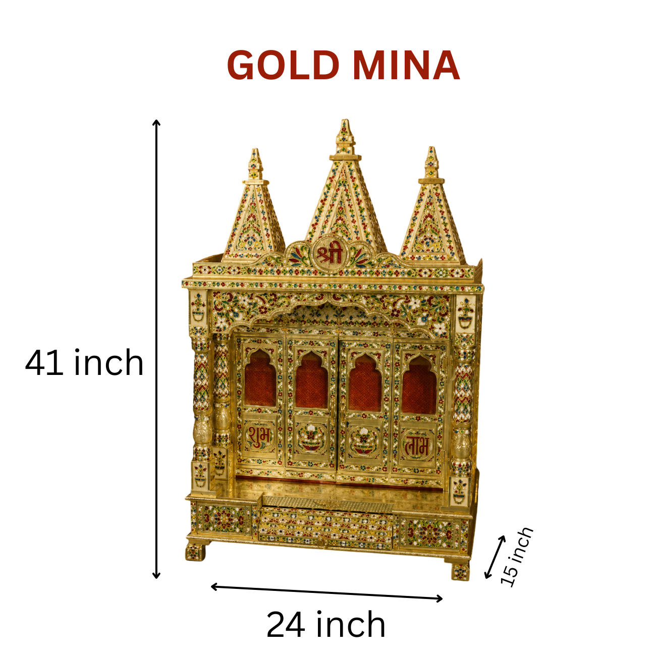Premium Temple Collection 15 x 24 Inch | Luxury Handcrafted Pooja Mandir for Home