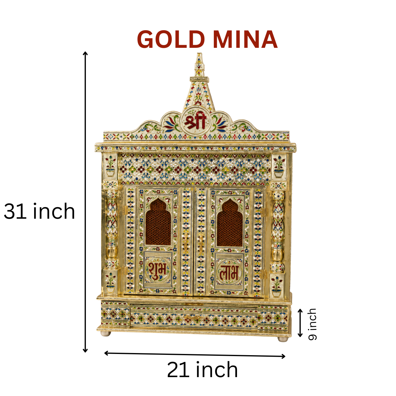 Premium Temple Collection 9 x 21 Inch | Luxury Handcrafted Pooja Mandir for Home