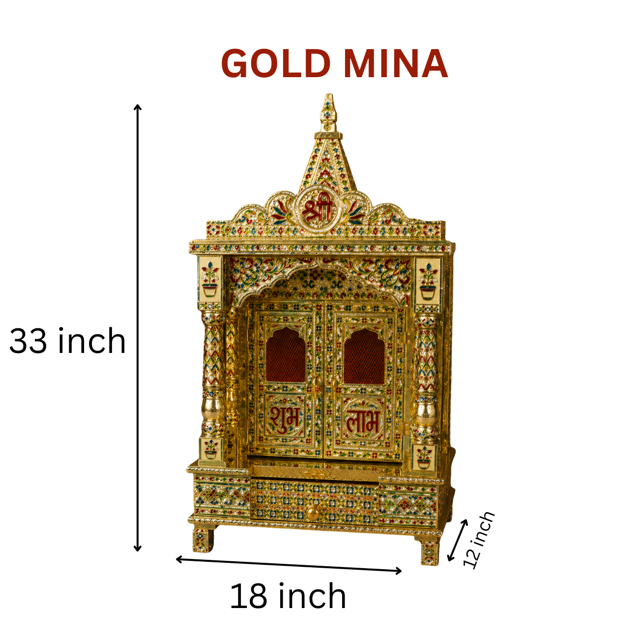 Premium Temple Collection 12 x 18 Inch | Luxury Handcrafted Pooja Mandir for Home