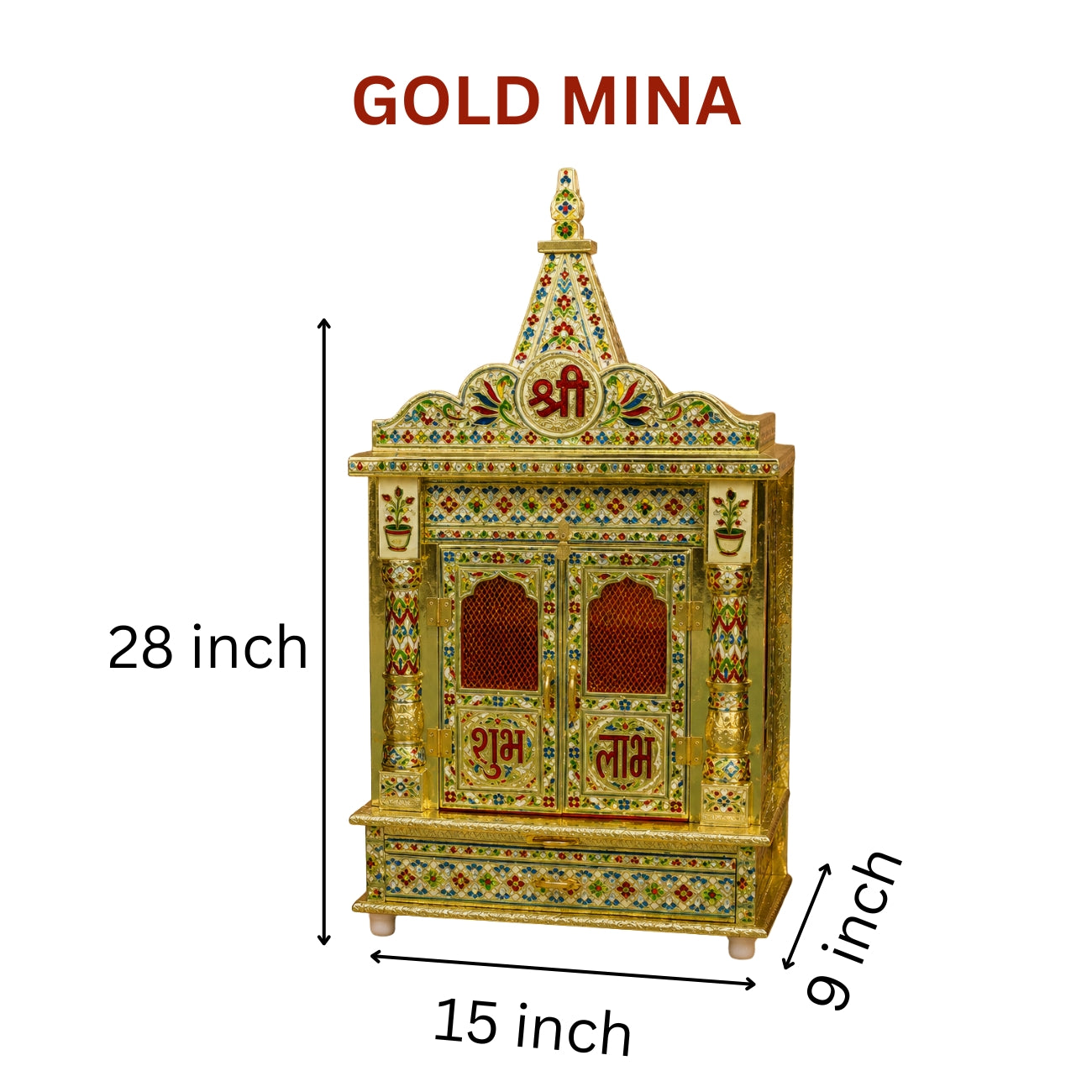 Luxury Handcrafted Pooja Mandir for Home – 9 x 15 Inch