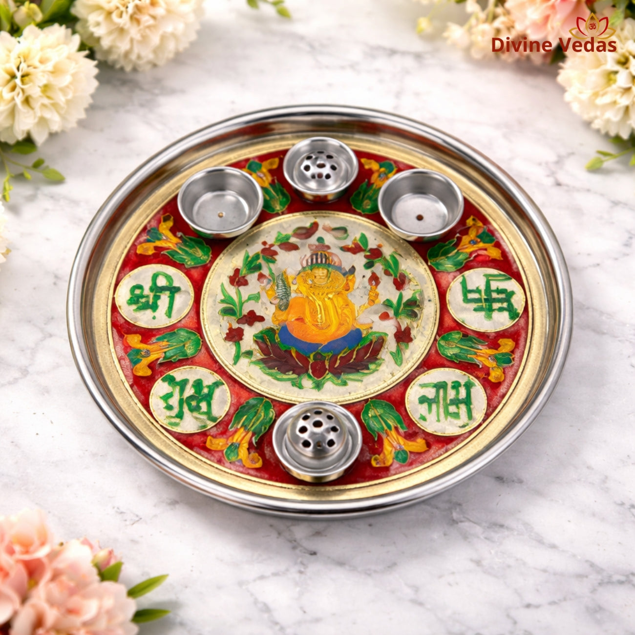 Ganesh Ji Aarti Thali – Designer Pooja Plate for Daily Worship