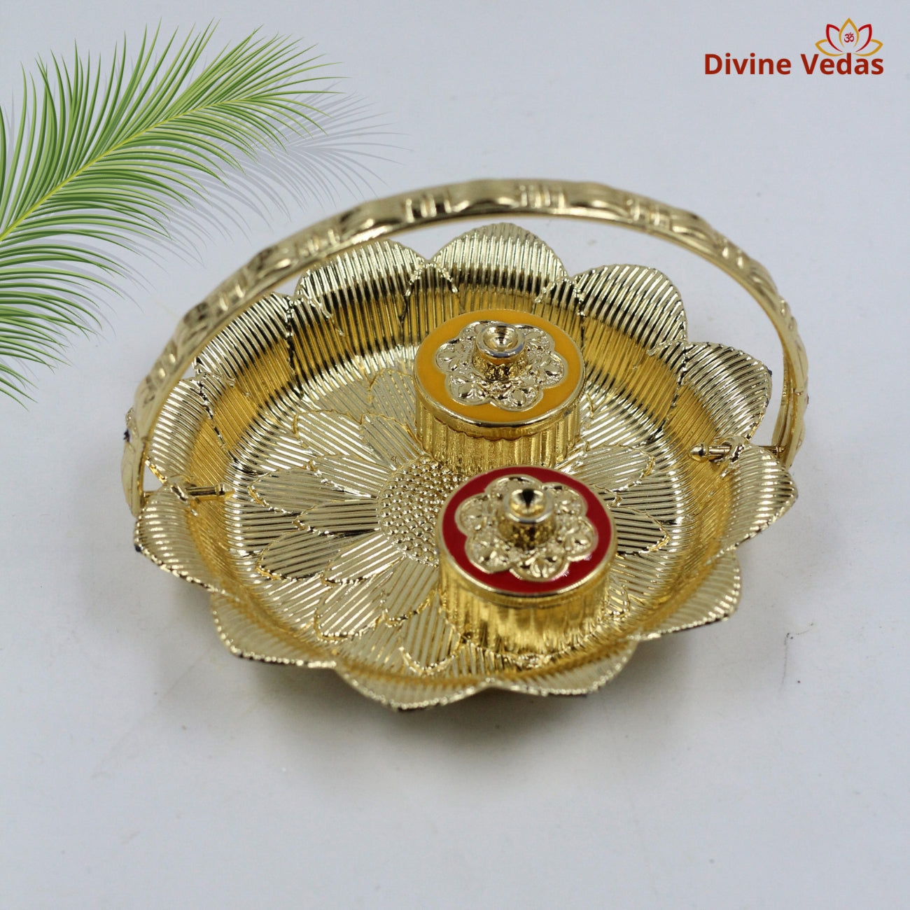 GoldeGolden Lotus Haldi Kumkum Container – Premium Pooja Storage Box