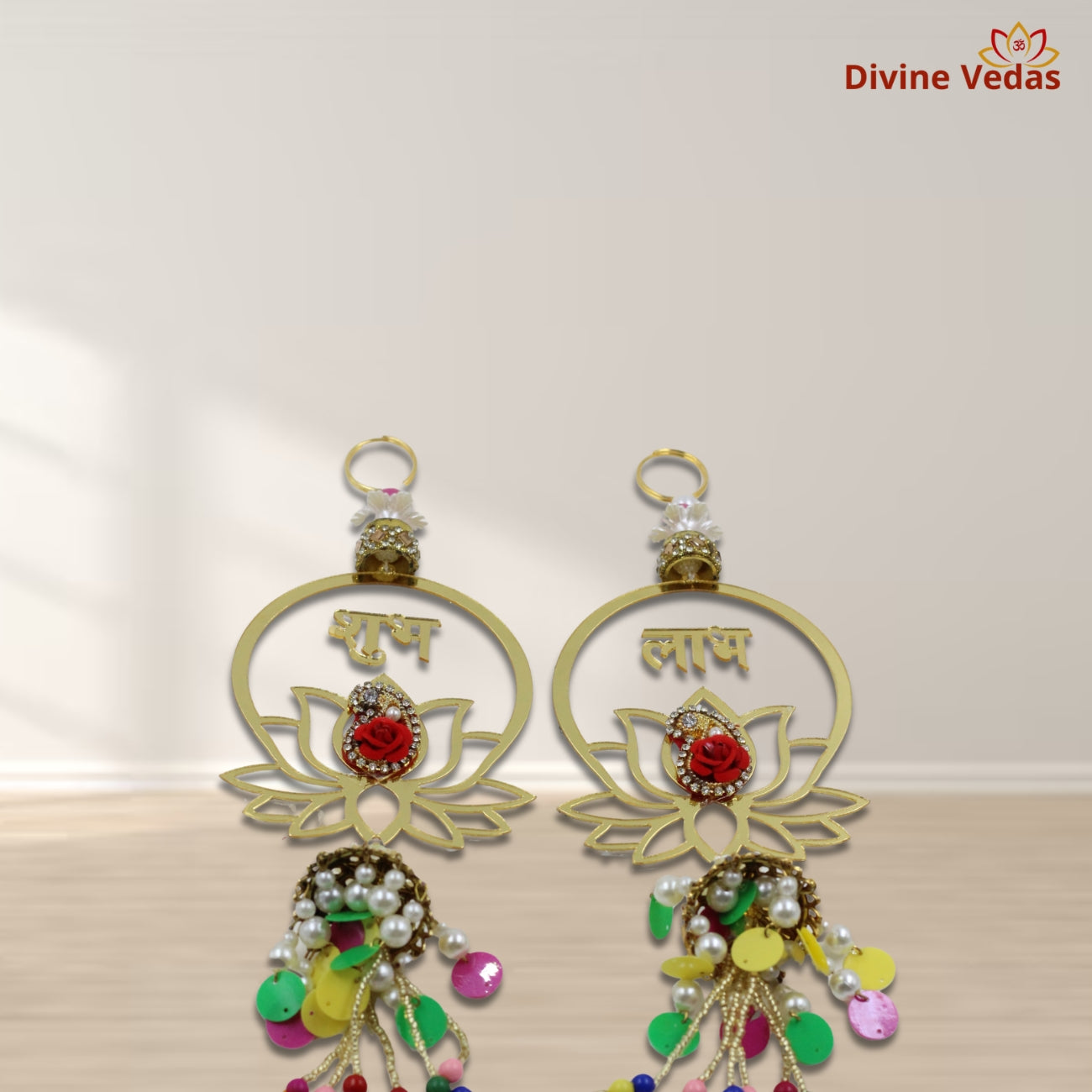 Golden Lotus Shubh Labh Hangings – Premium Auspicious Door Decor Set